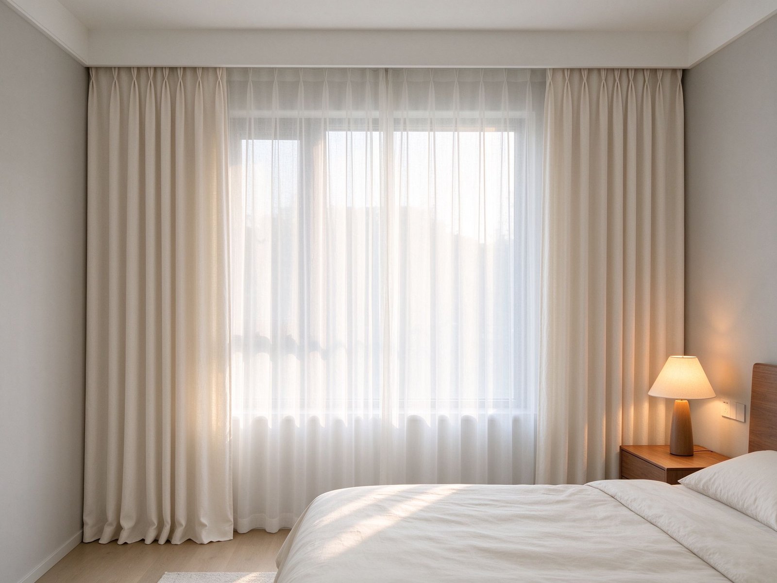 Curtains and sheers in a bedroom