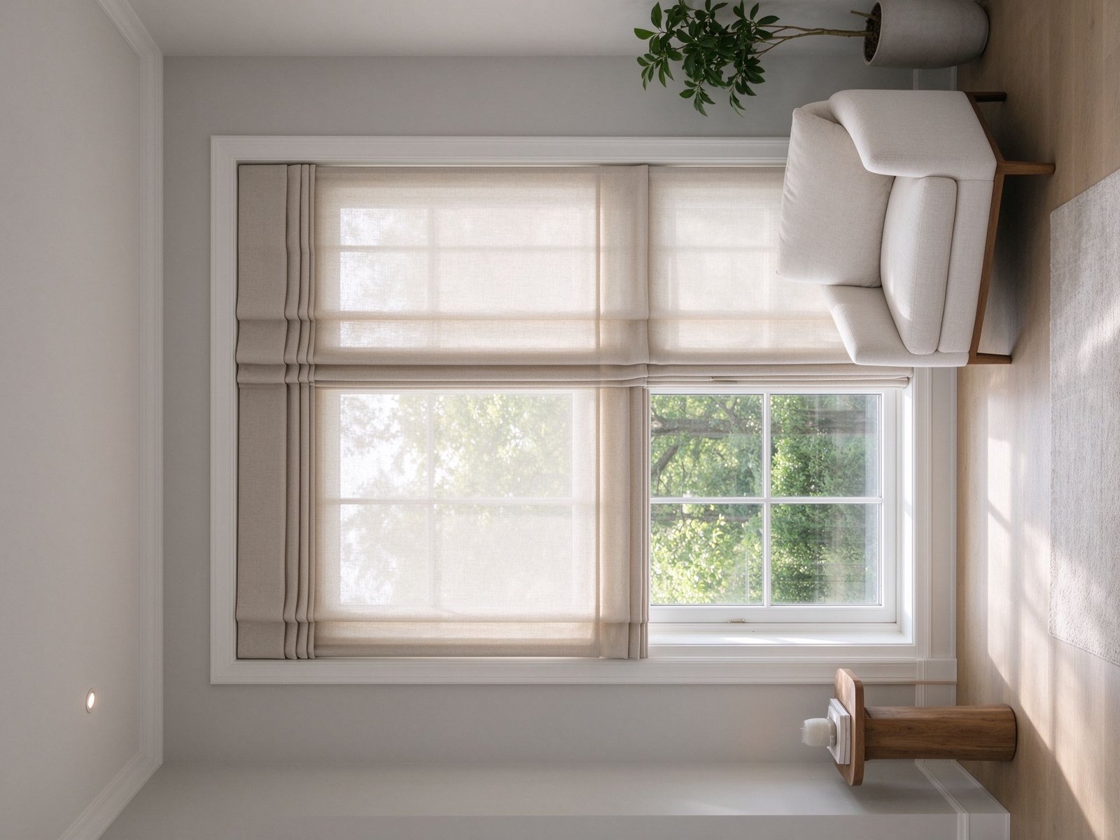 Roman blinds in a living room